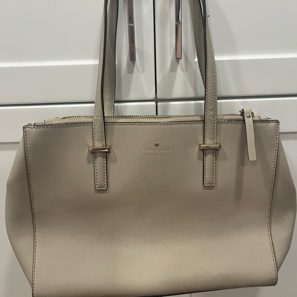 kate spade Neutral Saffiano Leather Tote in Light Beige